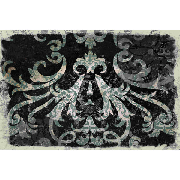 Charlton Home® Distressed Damask Mirror Wrapped Canvas Graphic Art